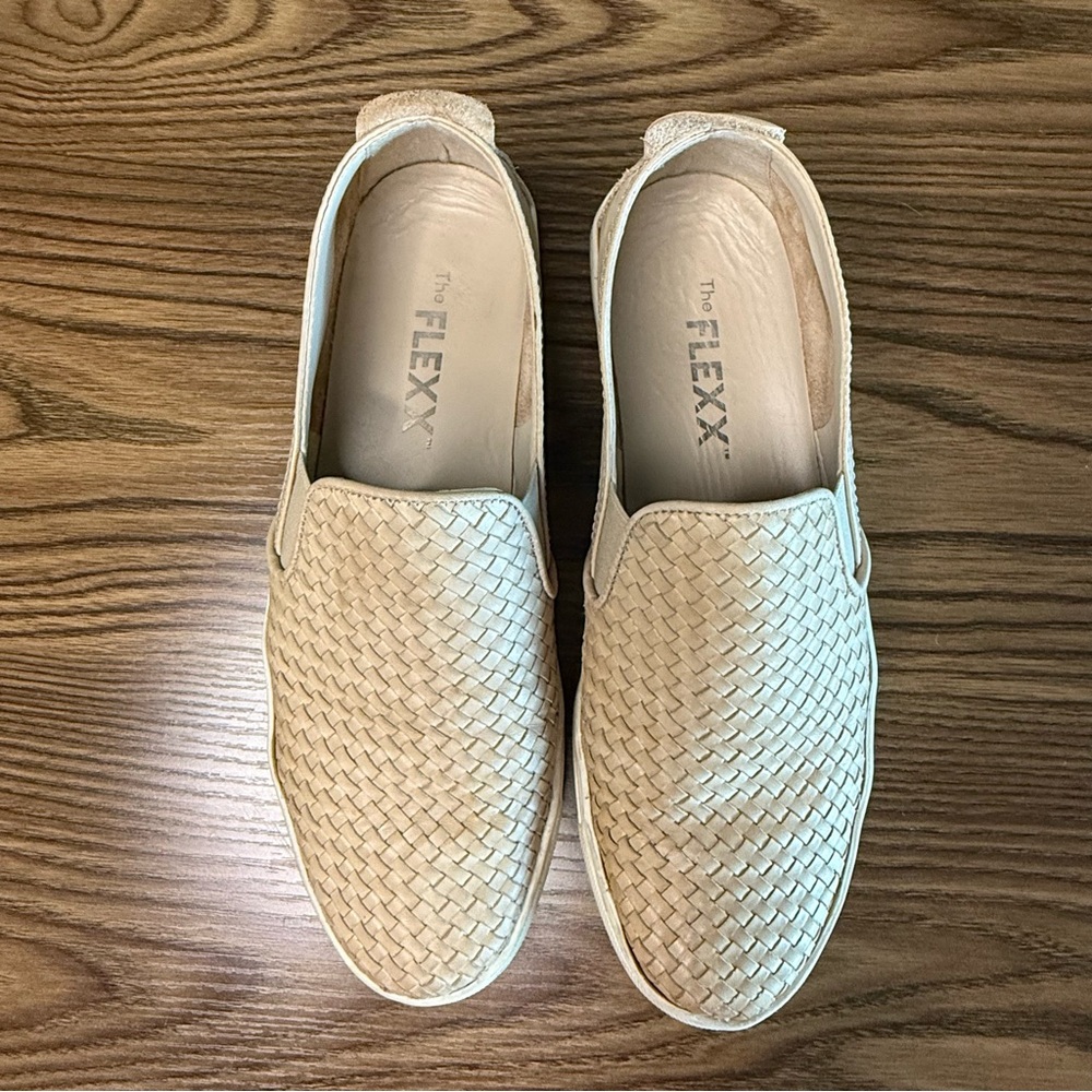 THE FLEXX Tan Leather Basketweave Loafers-Womens US Size 8